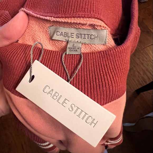 Cable Stitch Mixed Media Sweatshirt - Picture 2 of 4